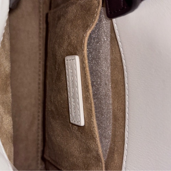 NEW Veronica Beard Mini Shopper Leather Tote Crossbody Bag White Colorblock - Picture 9 of 10